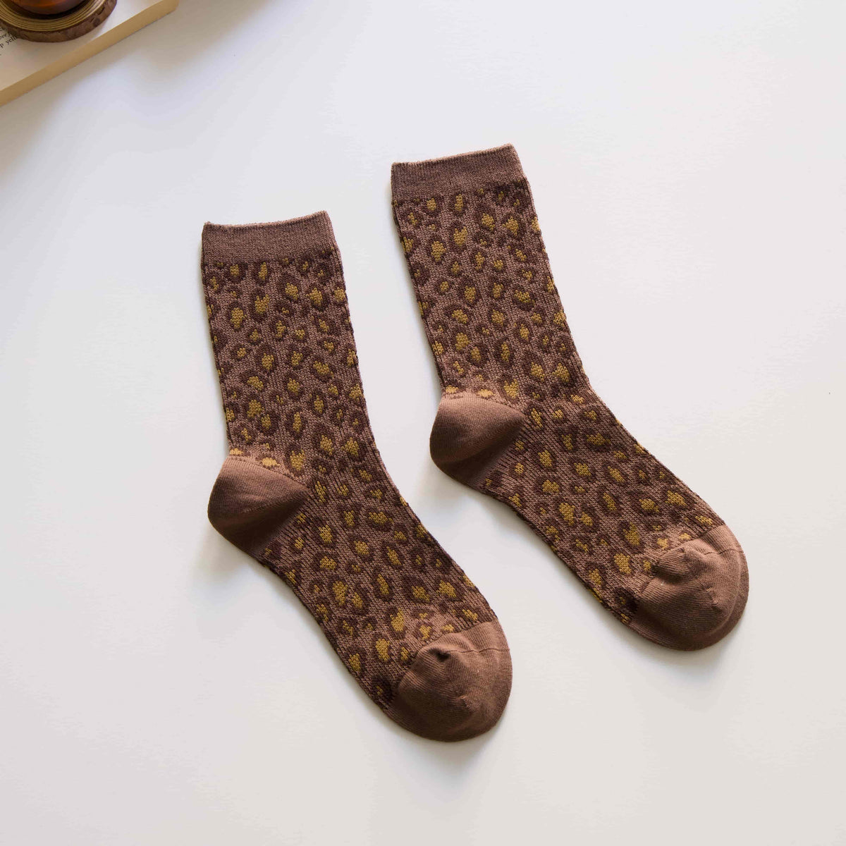 Women’s Leopard Print Cotton Crew Socks – Retro Style