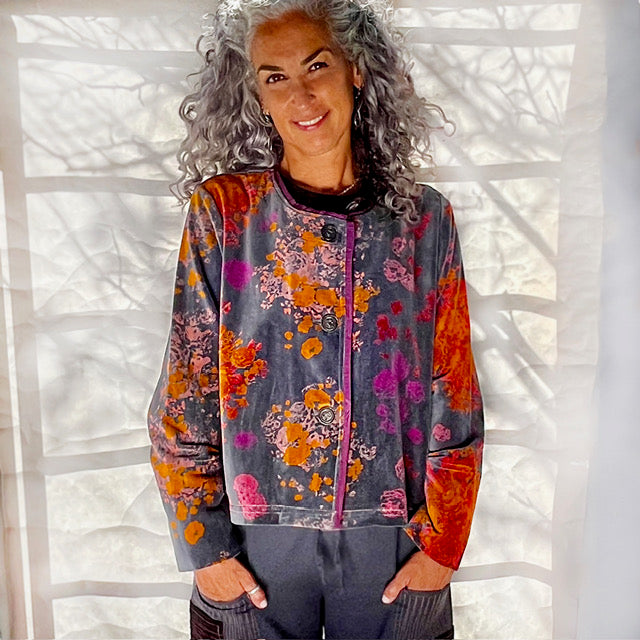 LJ Cropped Stitching Velvet Jacket