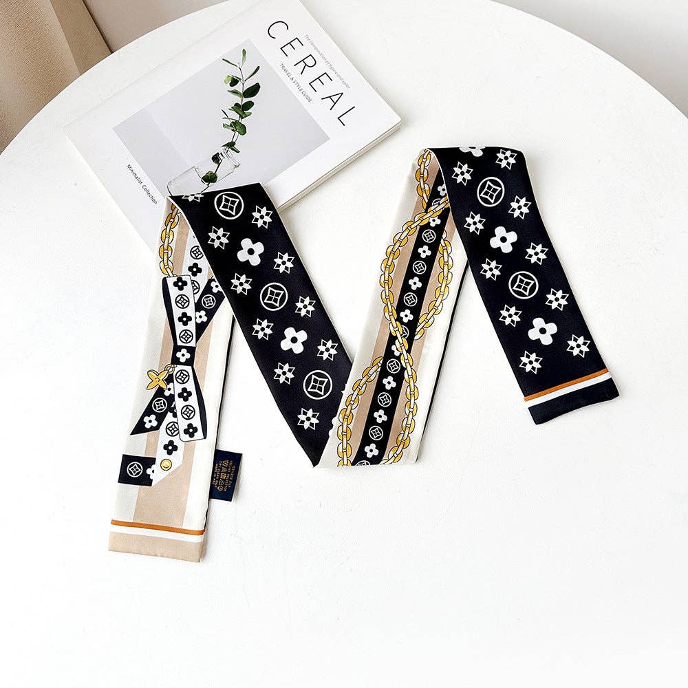 Chic Floral Print Silk Scarf for Stylish Work Wear