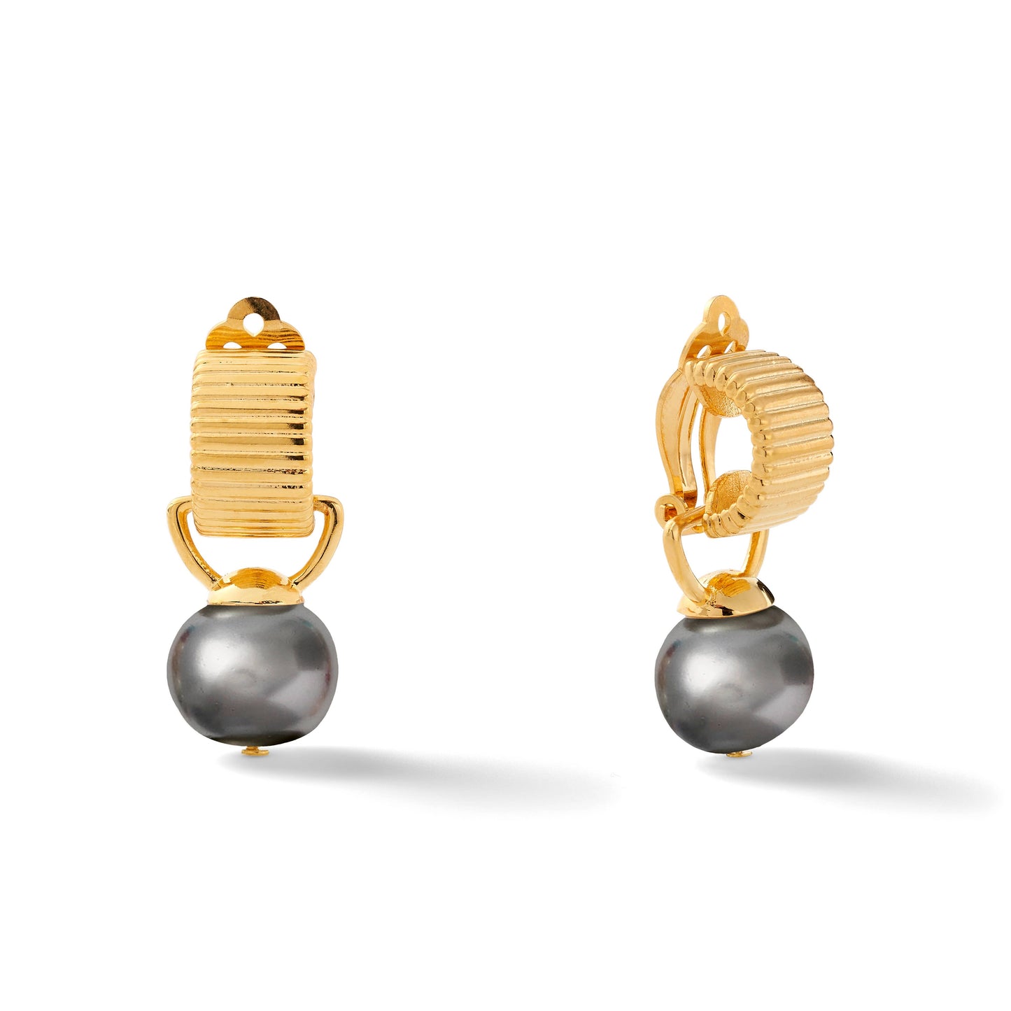 Classic Scalloped Ear Clips With Detachable Drop