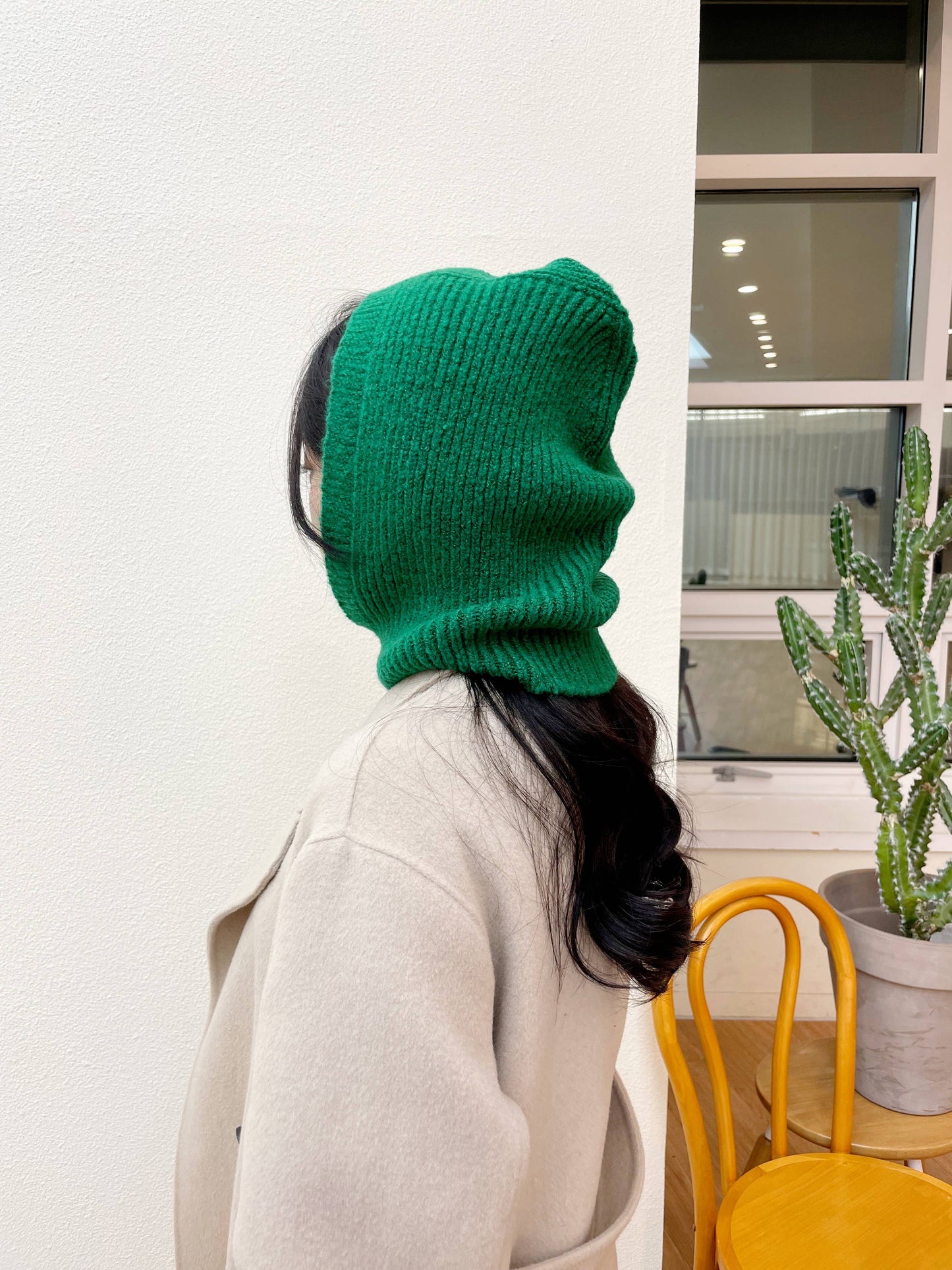 Sweater knit Alpaca hooded winter balaclava Hat