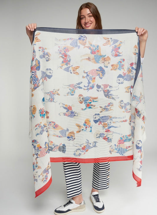 Multicolor Dog Print Scarf