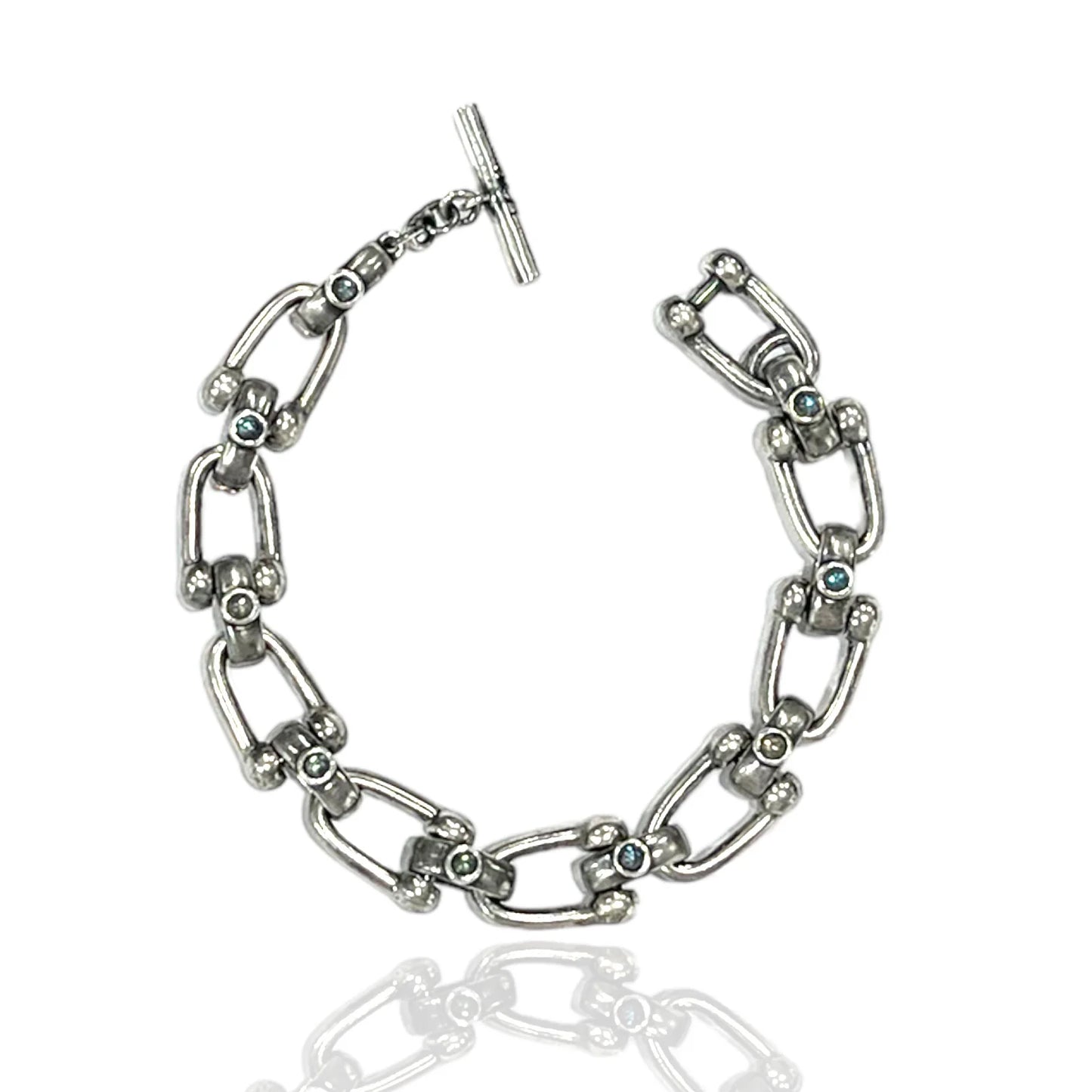 Vintage Silver Brioni Horseshoe Bracelet 8"