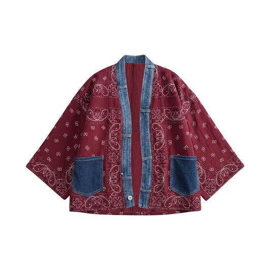 Bandana Short Kimono in Wine