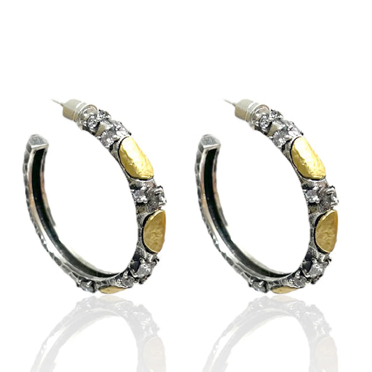 Vintage Silver Alma Hoops 1.5"