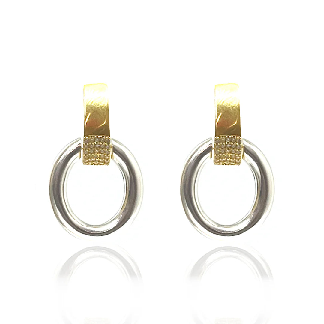 Mixed Metal Ellipse Earrings