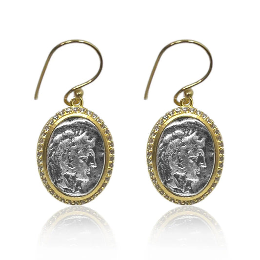 Mixed Metal Moneta Coin Earrings
