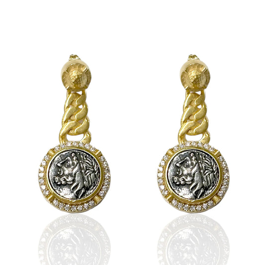 Gold Ciro Coin & Chain Earrings