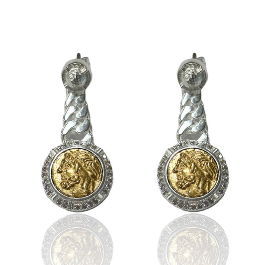 Silver Ciro Coin & Chain Earrings