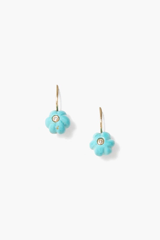 14K Pumpkin Earrings Mini Turquoise