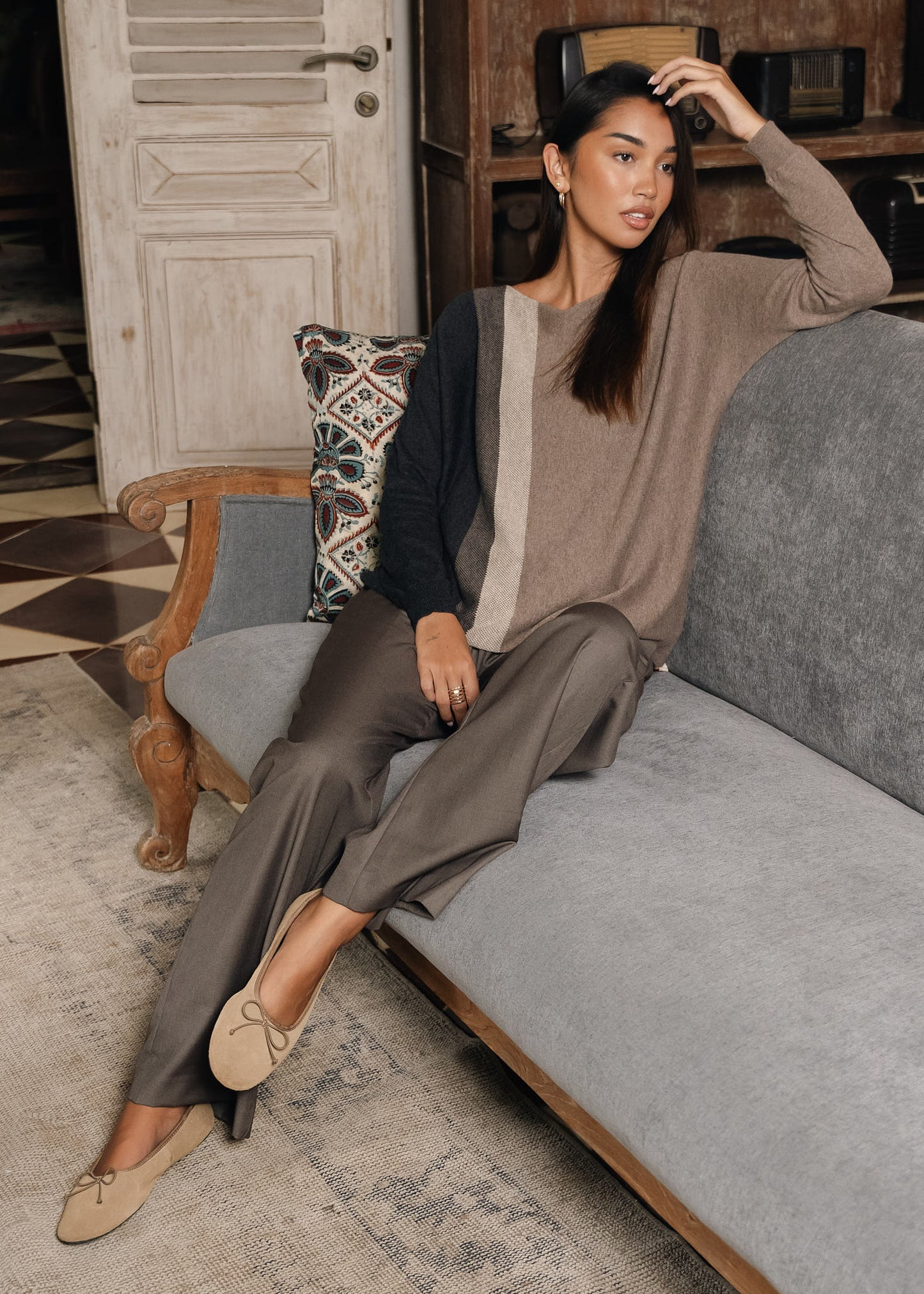 Vertical Line Sweater in Walnut