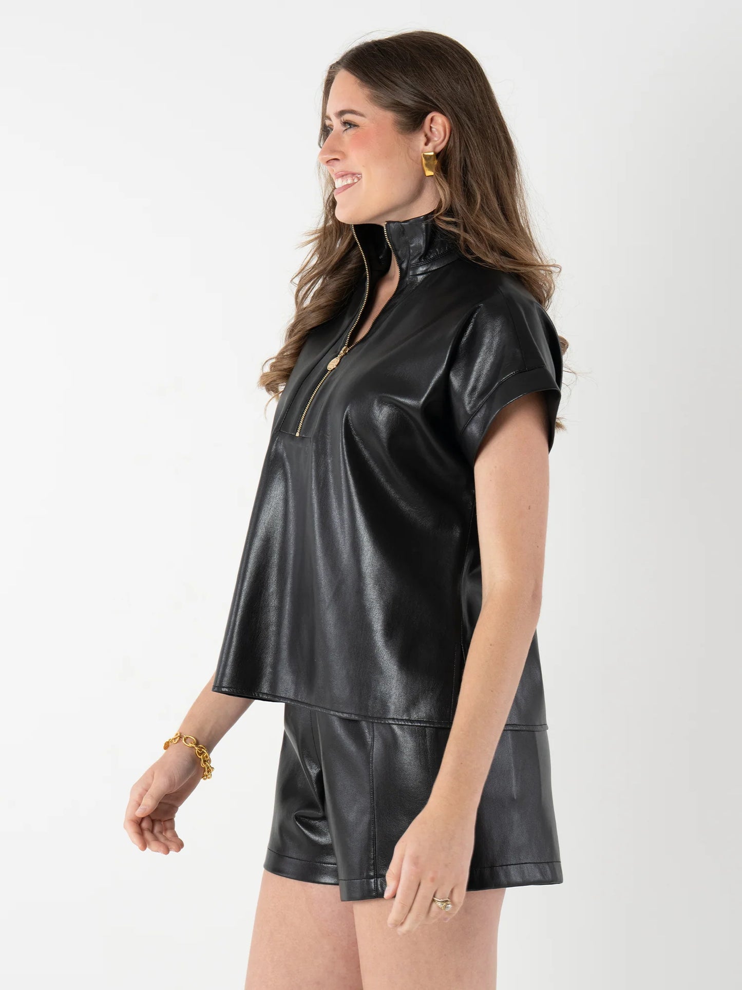 Poppy Pullover - Black Vegan Leather