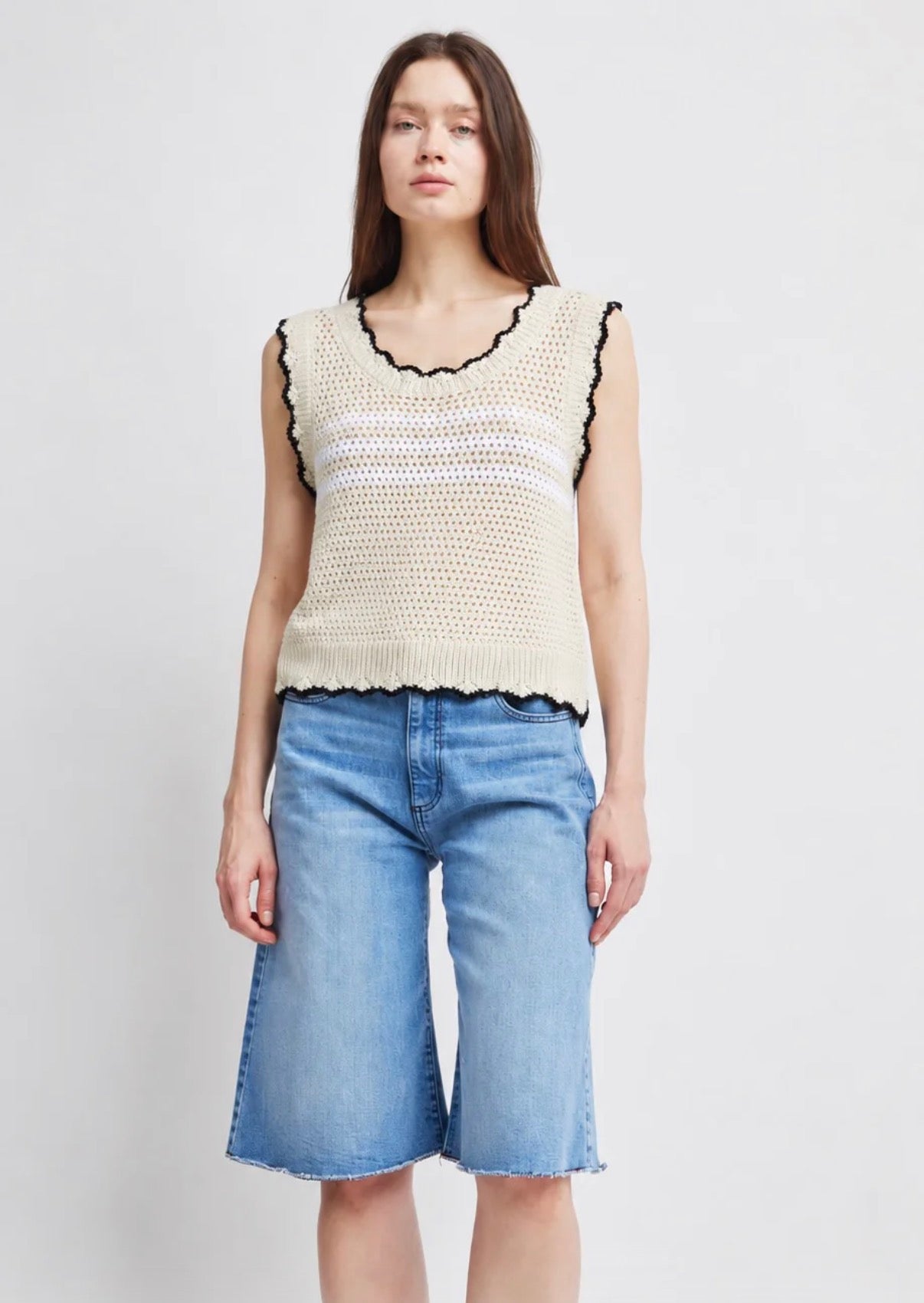 Self Contrast Jessica Fishnet Tank Top