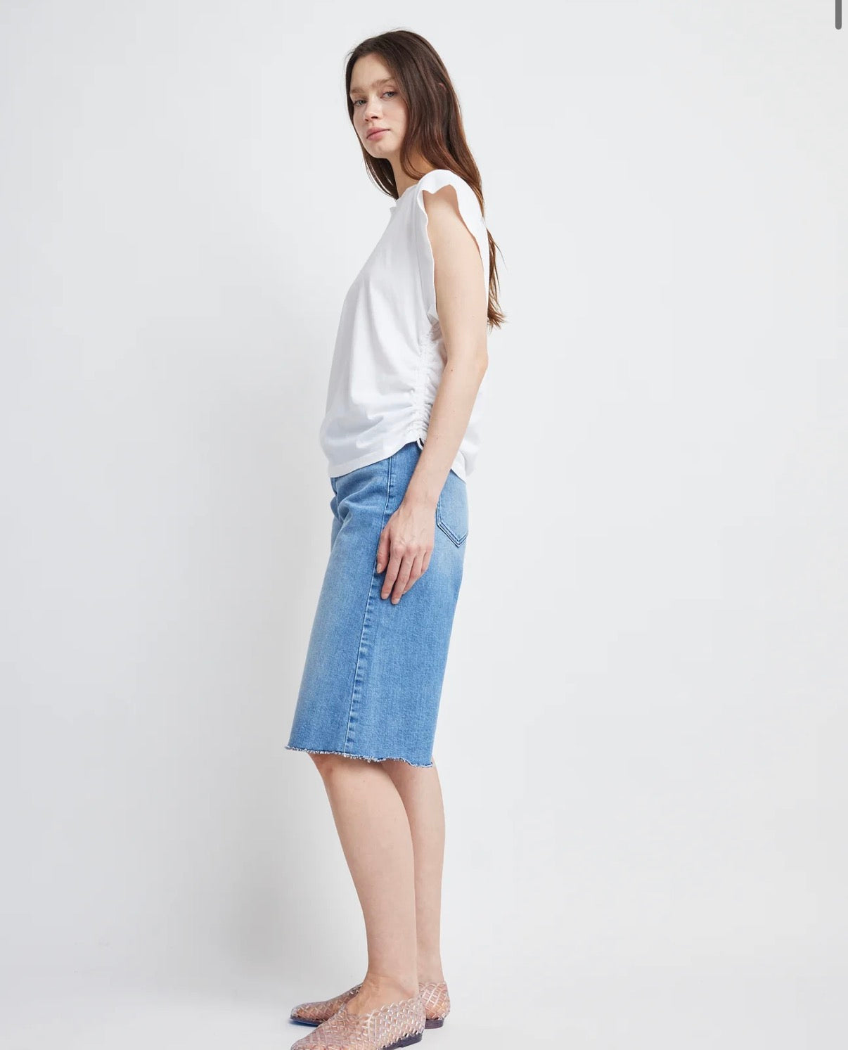 Self Contrast Ellie Side Drawstring T-Shirt