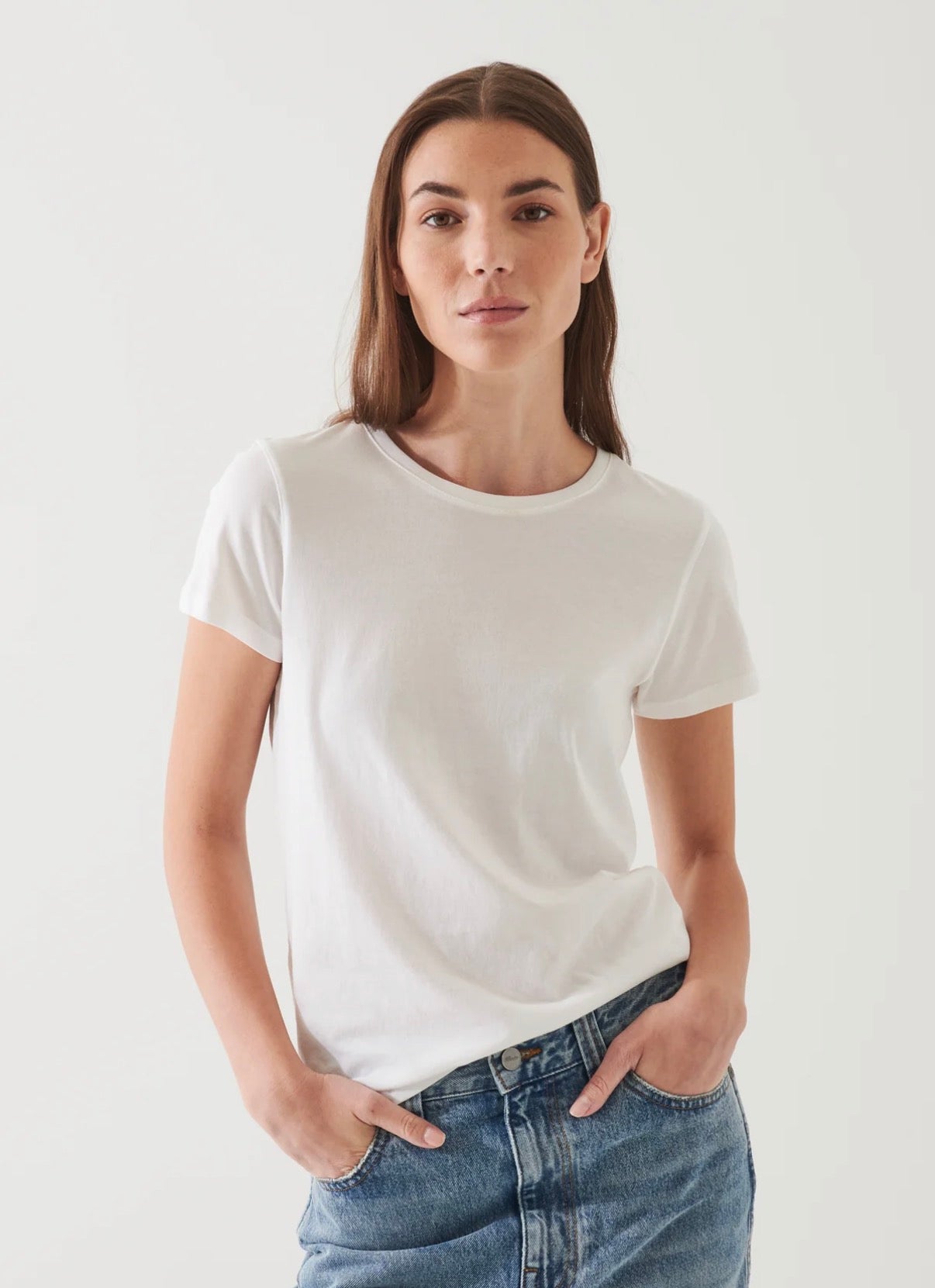 Patrick Assaraf Short Sleeve Pima Stretch Baby Tee