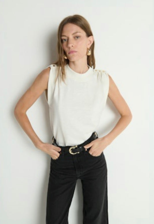 Mikka Buttoned Shoulder Tank