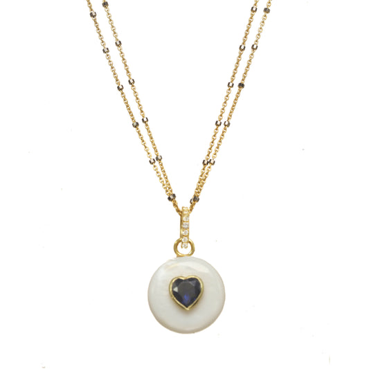 Fresh Water Pearl Pendant W/ Black CZ