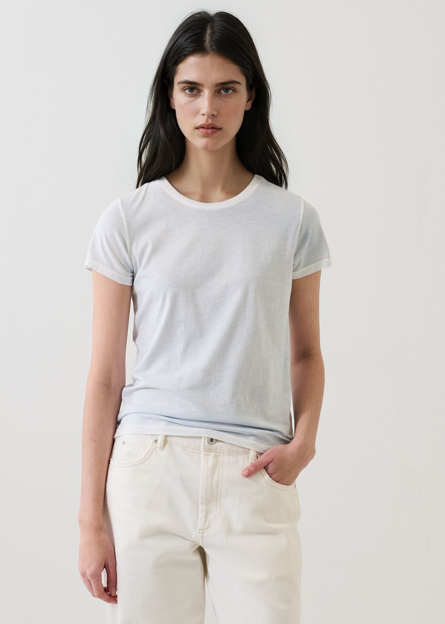 Patrick Assaraf Short Sleeve PIMA CLASSIC REVERSE SPRAY CREW