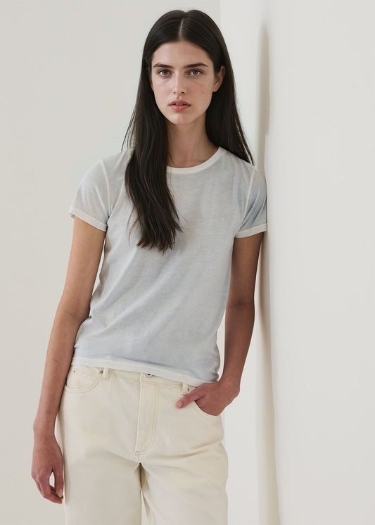 Patrick Assaraf Short Sleeve PIMA CLASSIC REVERSE SPRAY CREW BABY TEE