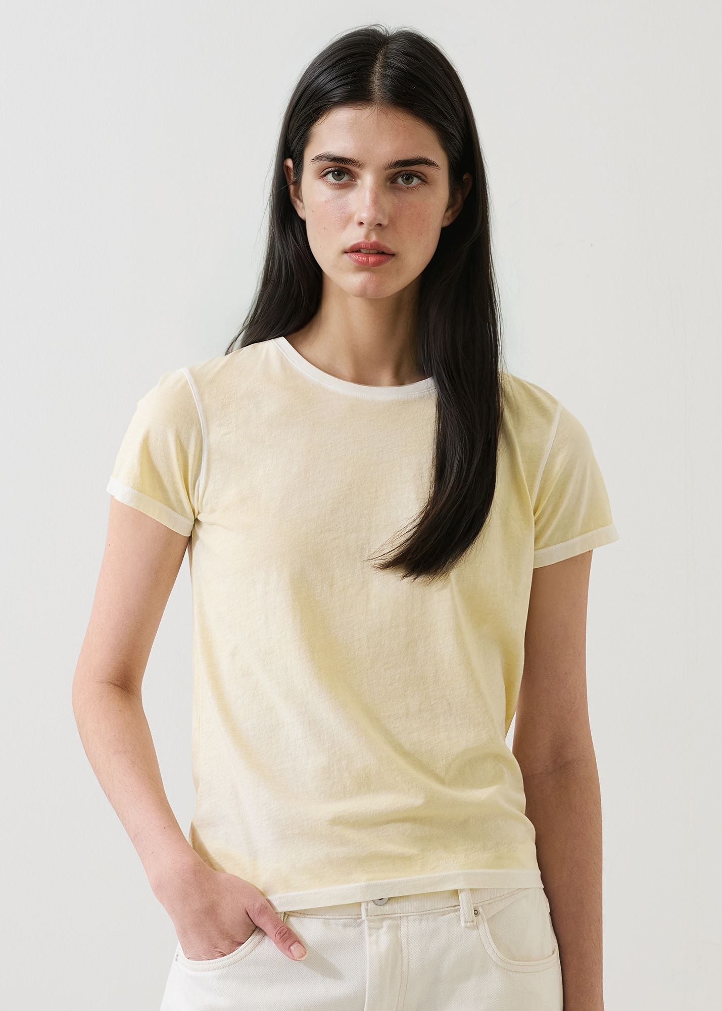 Patrick Assaraf Short Sleeve PIMA CLASSIC REVERSE SPRAY CREW