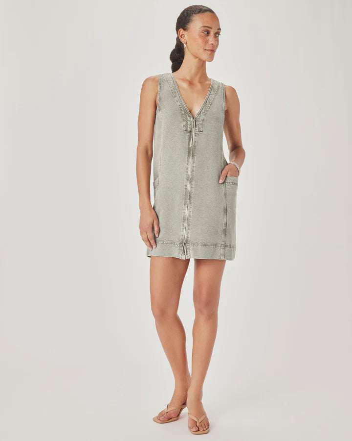 Splendid Lounge Denim Mini Dress in Eucalyptus