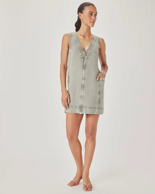 Splendid Lounge Denim Mini Dress in Eucalyptus