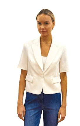 DREW JIMENA SHORT SLEEVE BLAZER IN WHITE
