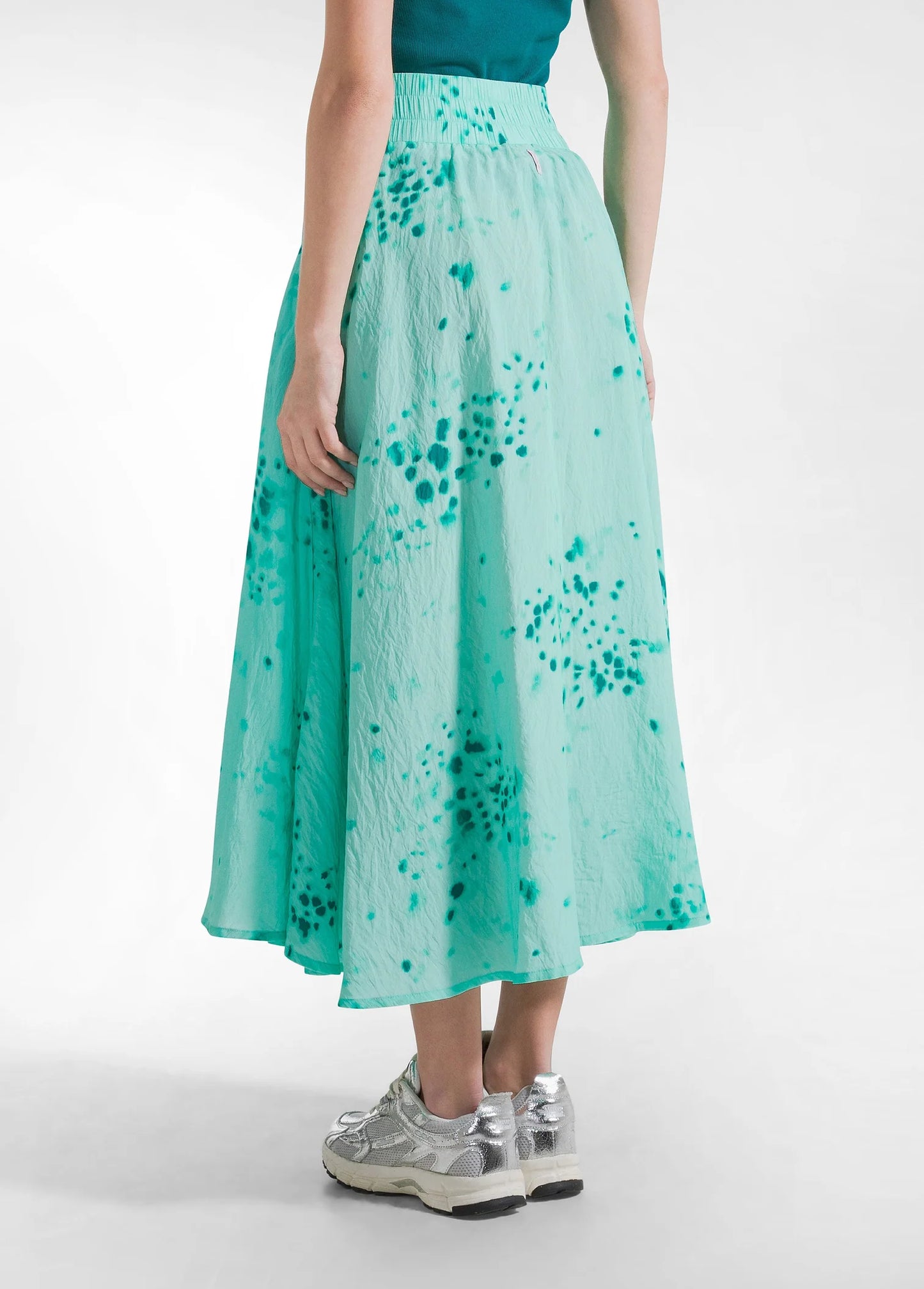 DEHA GREEN VISCOSE SKIRT WITH A WRINKLED EFFECT