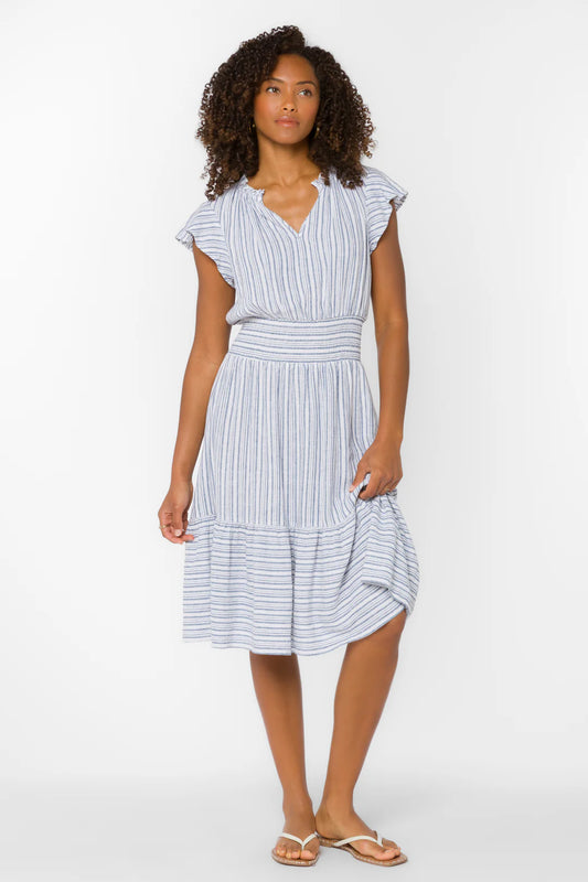 Velvet Heart SHIRI BLUE STRIPE DRESS