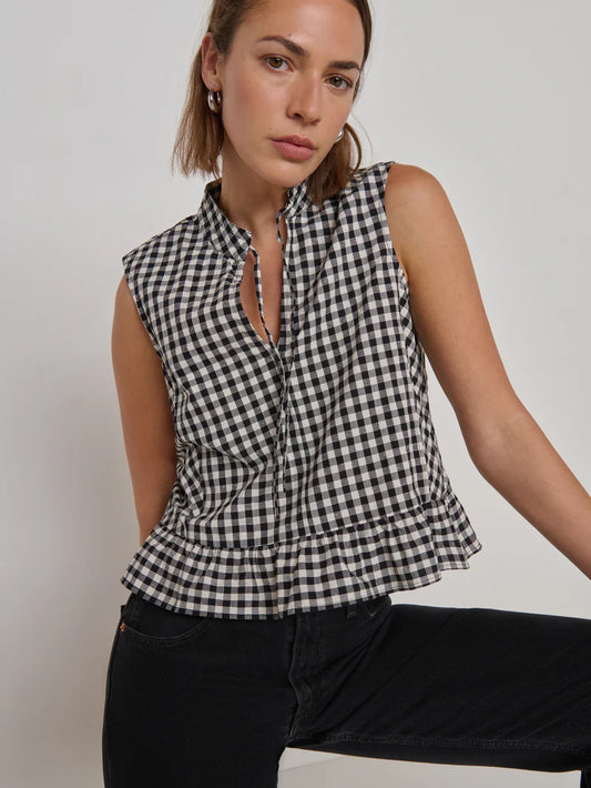 Dana Tank in Black Cream Gingham