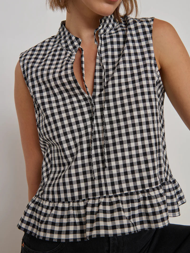Dana Tank in Black Cream Gingham