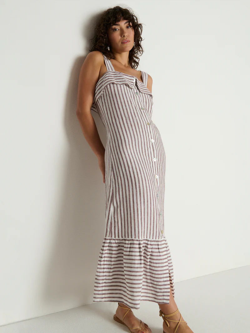 Amalia Midi Dress in Praline Stripe
