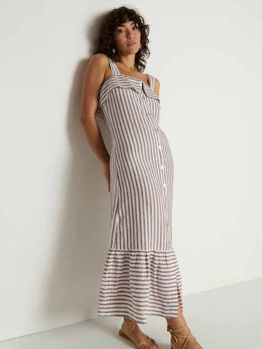 Amalia Midi Dress in Praline Stripe