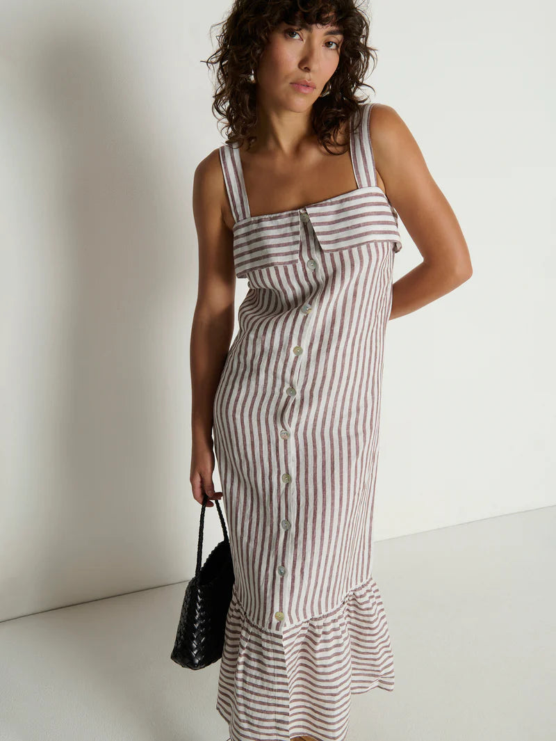 Amalia Midi Dress in Praline Stripe