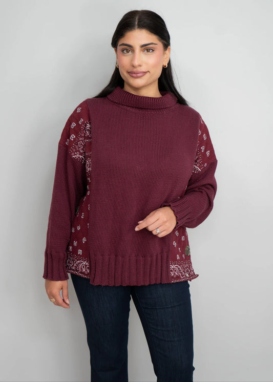 Bandana Pullover in Windsor Wine