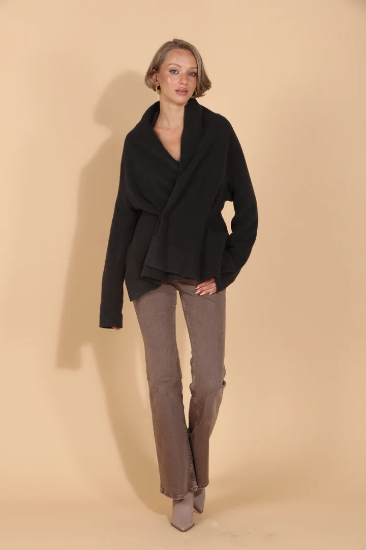Knit Jacket with Asymmetrical Closure