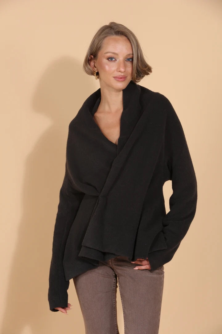 Knit Jacket with Asymmetrical Closure