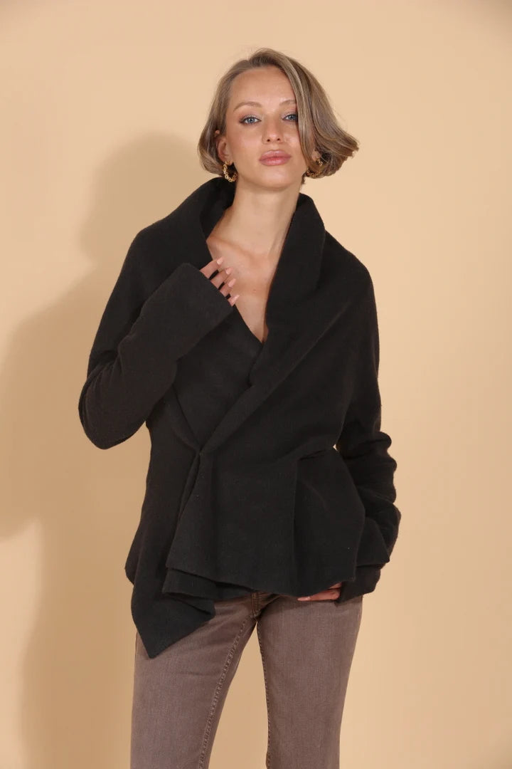 Knit Jacket with Asymmetrical Closure