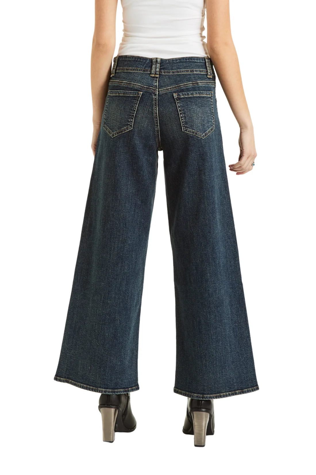 Utility Pocket Wide Leg Denim Pants in Indigo