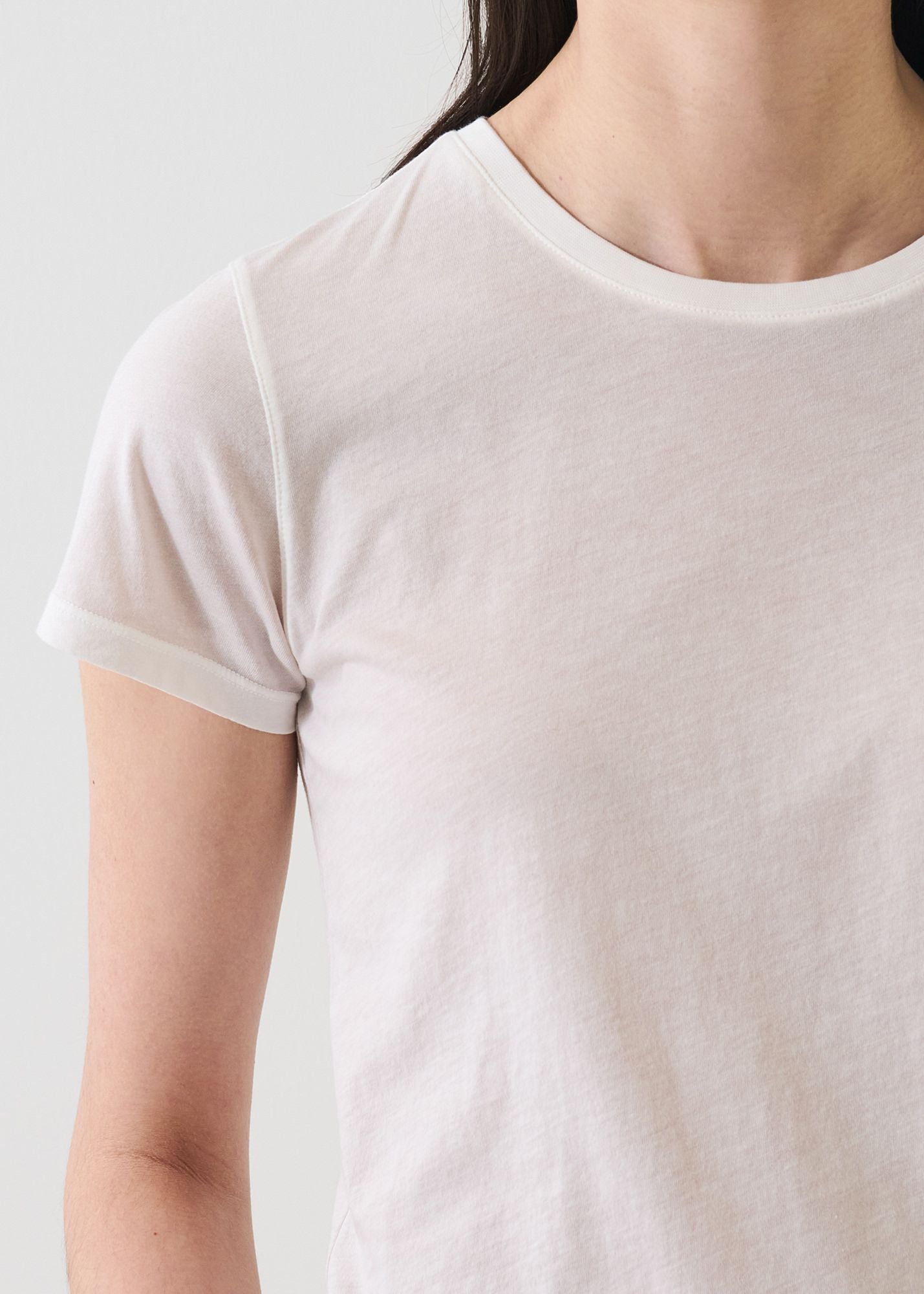 Patrick Assaraf Short Sleeve PIMA CLASSIC REVERSE SPRAY CREW BABY TEE