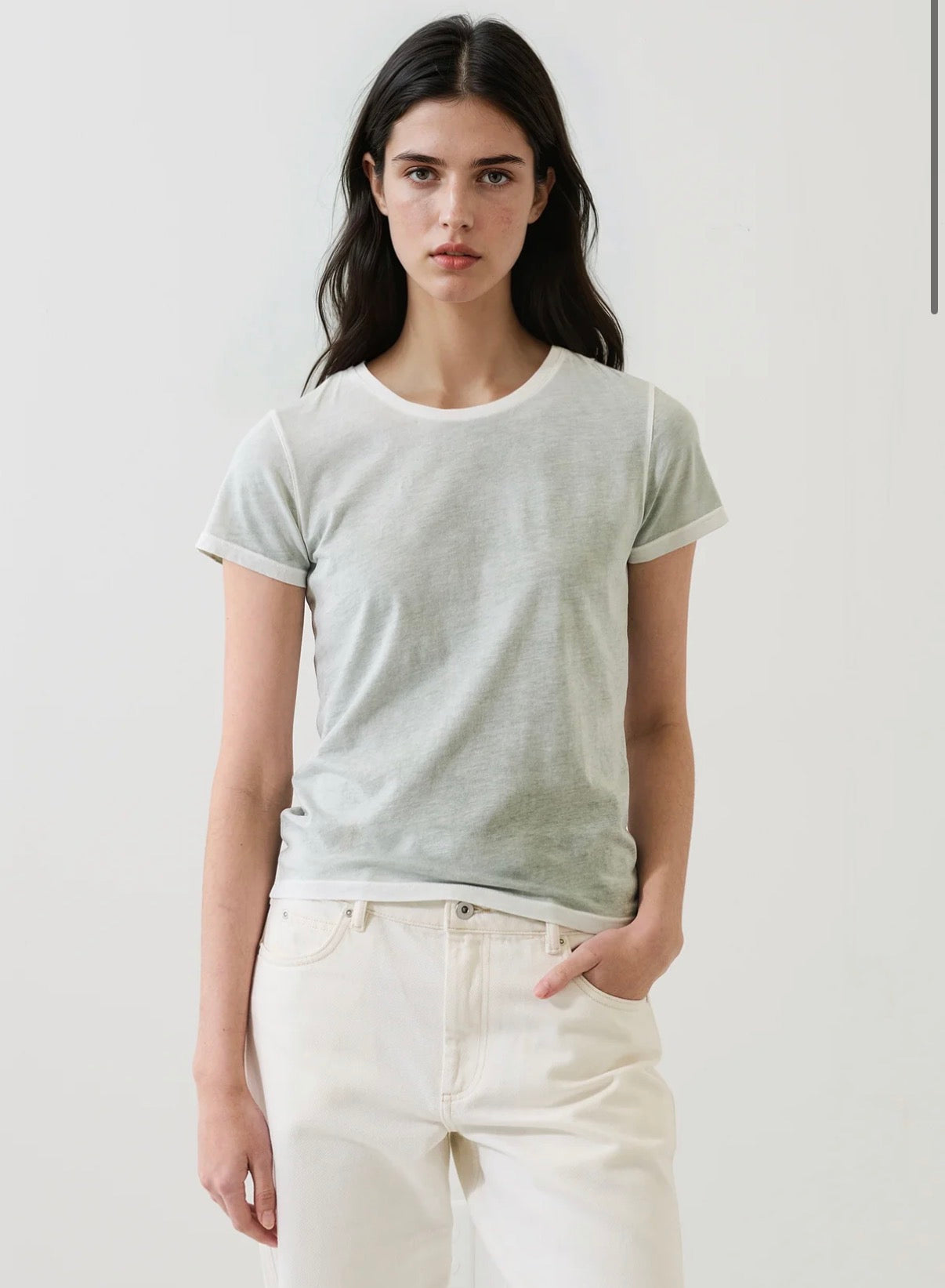 Patrick Assaraf Short Sleeve PIMA CLASSIC REVERSE SPRAY CREW