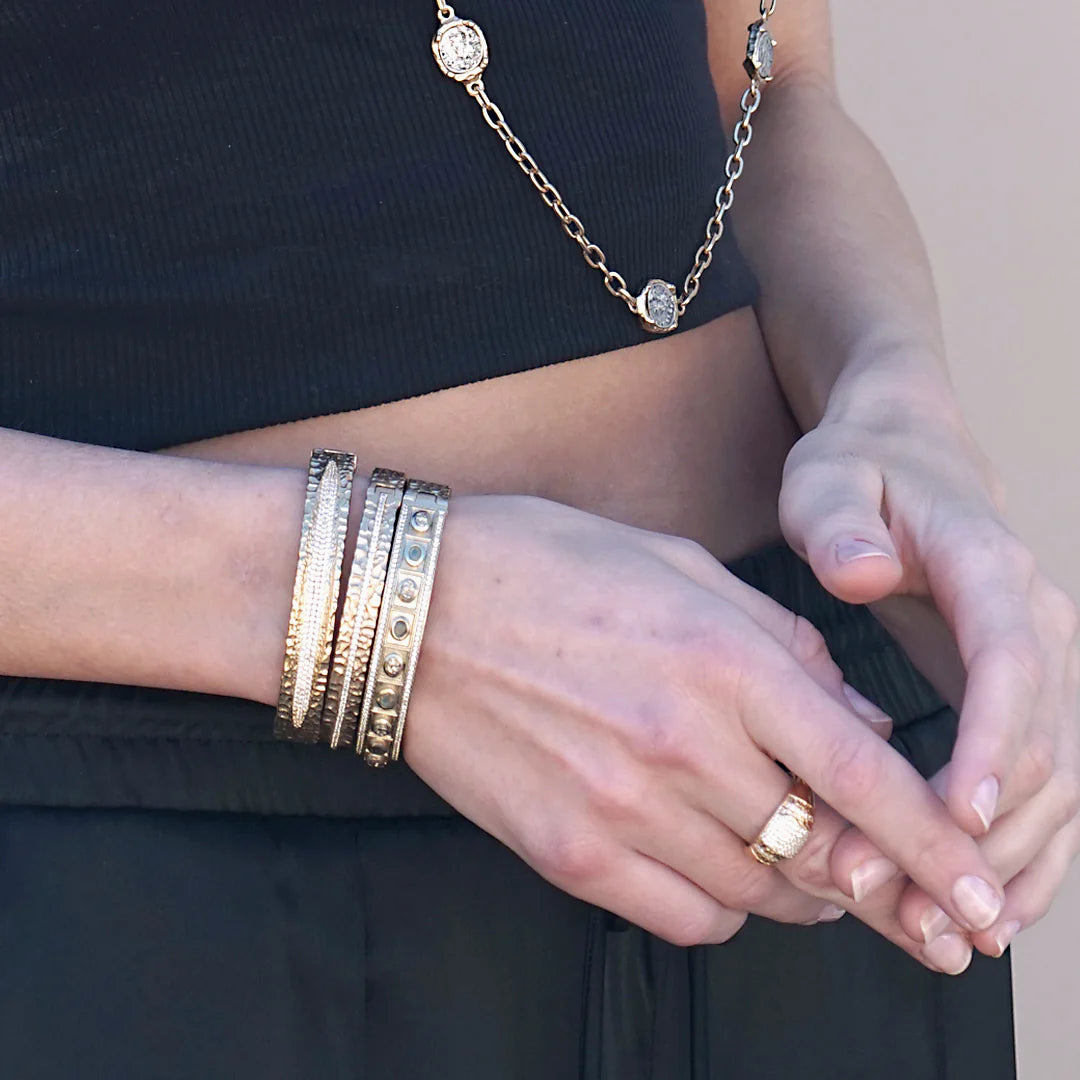 Gold Bela Small Oval Labradorite & Coin Bangle
