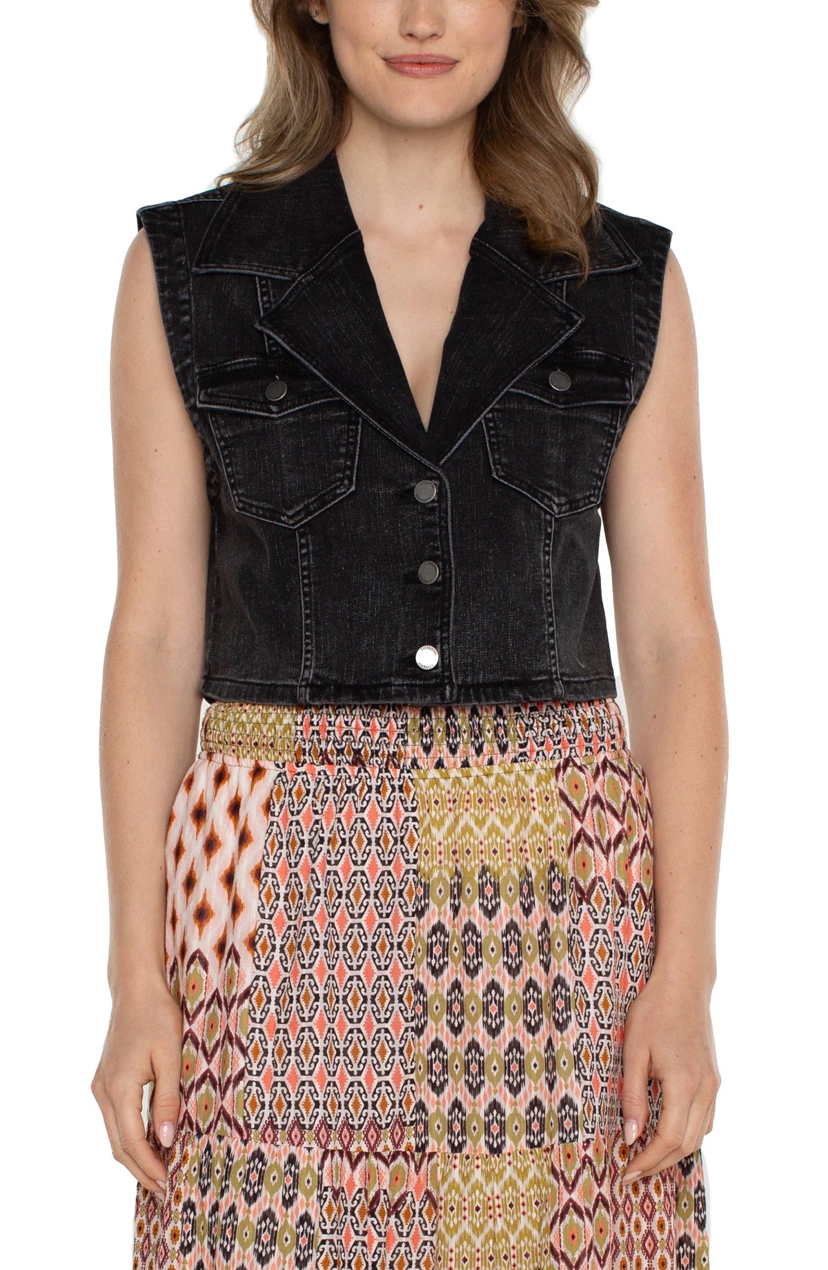 Eco Notch Collar Crop Vest