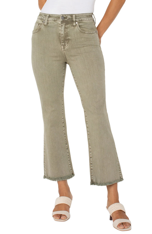 Hannah Crop Flare With Fray Hem - Mineral Laurel Olive