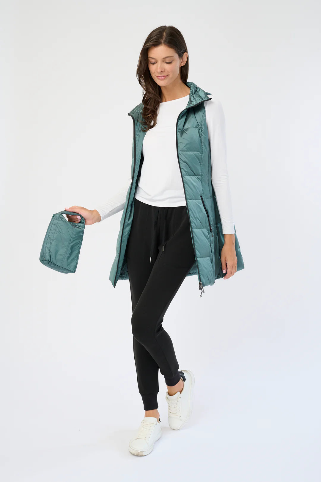 Long Metallic Down Vest