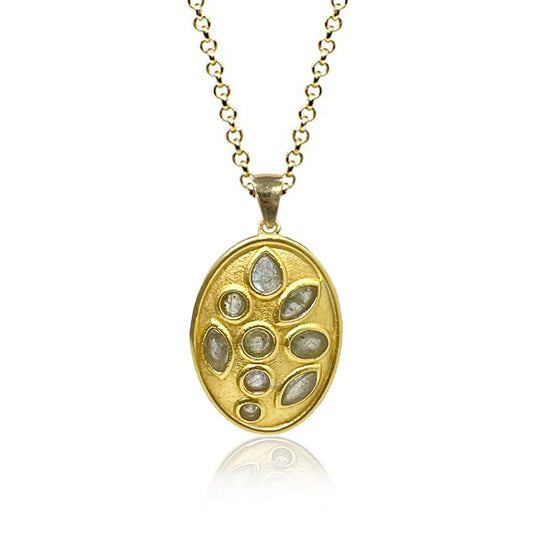 Gold Ovalus Labradorite Pendant Necklace
