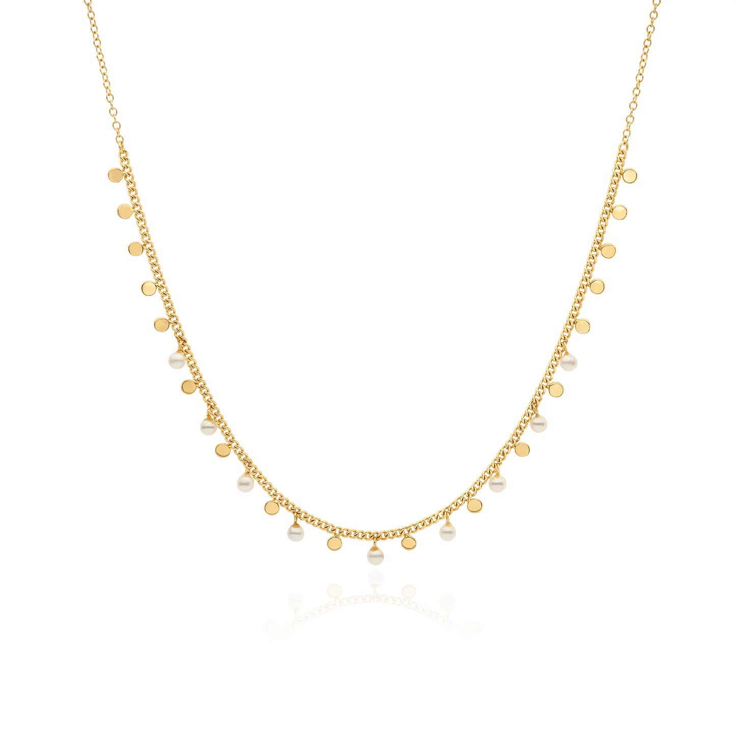 Circle Charm and Pearl Necklace