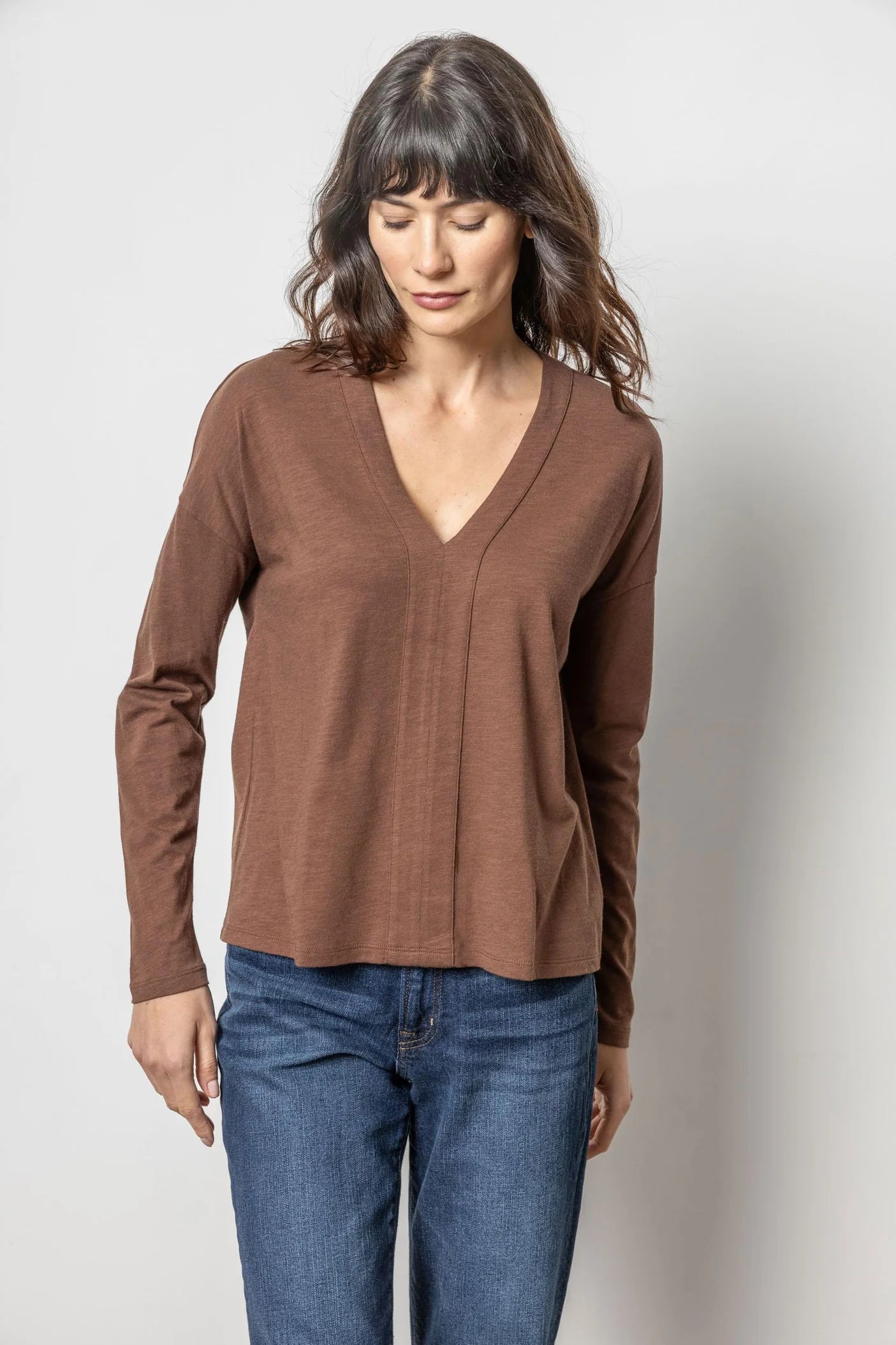 Drop Shoulder V-Neck