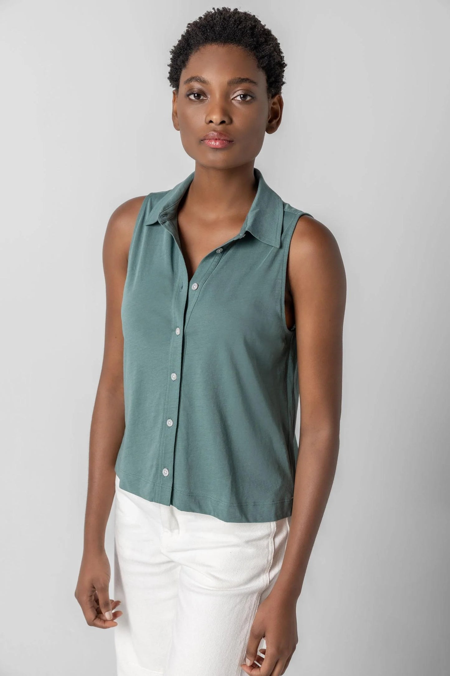 Sleeveless Button Down