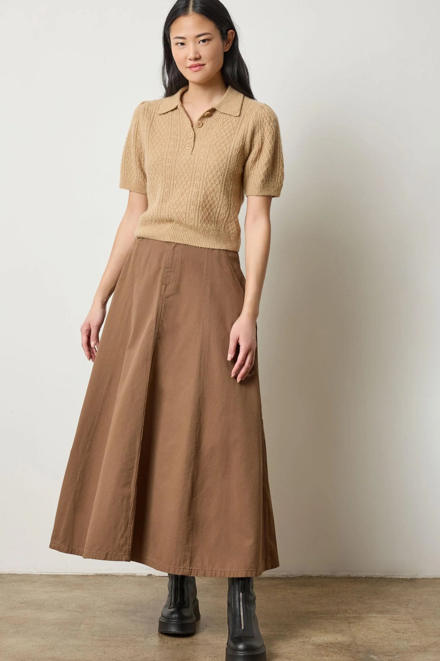 Mixed Stitch Elbow TV Sleeve Polo